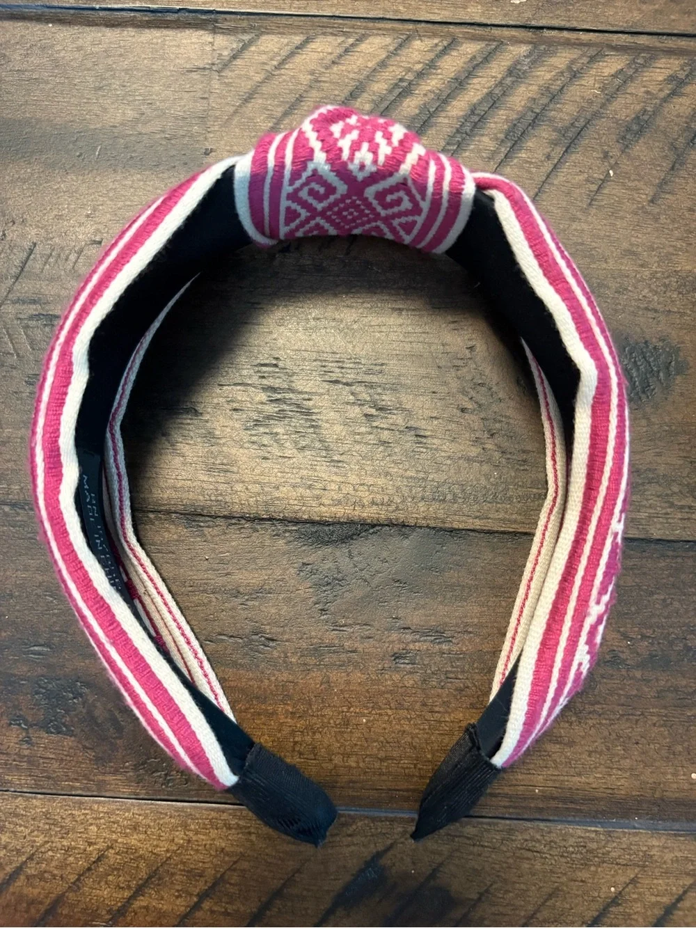 Boho Style Pink and Cream Knotted Headbandwith Ethnic Pattern - Never worn!